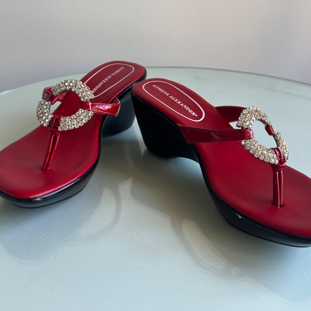 Athena Alexander Sabrina Red Patent Wedges Size 8M - Picture 4 of 6